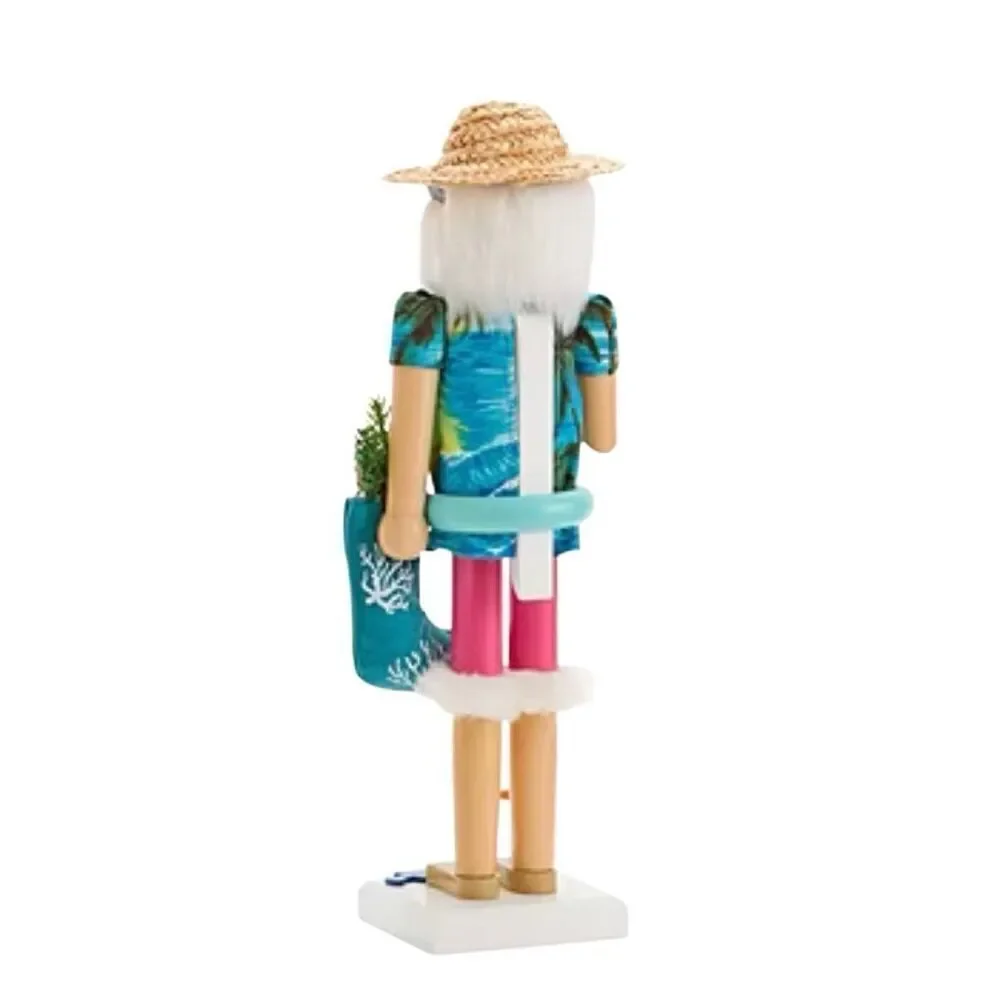 Wooden Nutcracker Figurine Unique Hawaiian Beach Vibe Style Christmas Home Decor